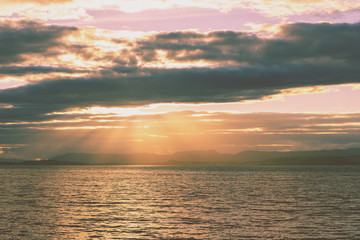 Early morning, sunrise over the sea. Beautiful sea landscape