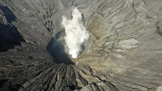 Stunning Aerial Video from the mouth of Mt Bromo Volcano, East Java, Indonesia