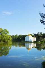 Saint Petersburg, Pushkin, Tsarskoe Selo. Beautiful Turkish Bath Pavilion on the shore of the Great...