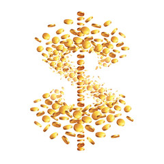 Icon - gold coins on a transparent or white background. Symbol of money - Dollar.