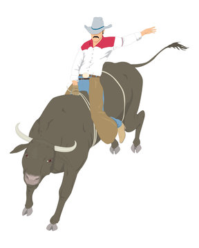 Rodeo Bull Ride Cowboy illustration