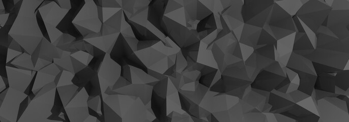 abstract background of chaotic triangles of black color, 3d illustration