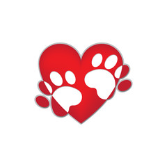 Paw and heart logo