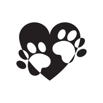 Paw and heart logo