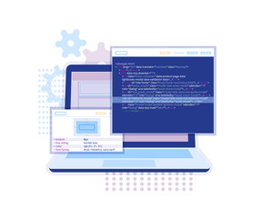 Web Development concept, programming and coding banner.