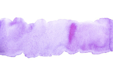 watercolor purple bright stripe brushstroke postcard background for design on white textured paper. hand-drawn with abstract edges.