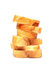 Sliced baguette bread, Baguette bread, French bread, Organic baguette francese on white background, Top view