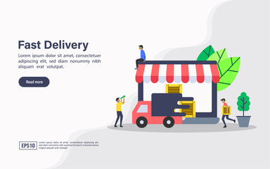 Vector illustration concept of delivery. Modern illustration conceptual for banner, flyer, promotion, marketing material, online advertising, business presentation
