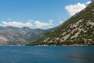 Summertime landscape in Kotor bay in Montenegro