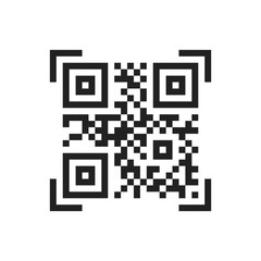 QR code icon. The code of the QR, the identifier of the goods or services. A sample QR code for smartphone scanning. Modern vector illustration in a flat style isolated on  background.