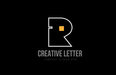 black white letter R line alphabet letter logo icon design