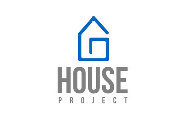 Fototapeta premium blue real estate house creative logo icon design concept idea