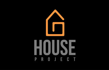orange black real estate house creative logo icon design concept idea