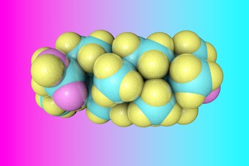 Molecular model of oleanolic acid or oleanic acid, one of the most famous antioxidant. It has anti-cancer and antiviral effects. Medical background. Scientific background. 3d illustration