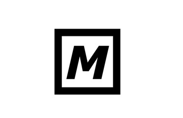 M black and white square alphabet letter logo icon design