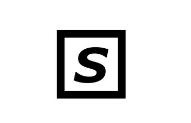 S black and white square alphabet letter logo icon design