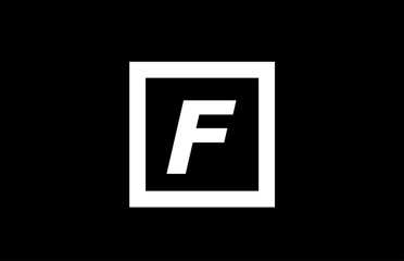 Obraz premium F black and white square alphabet letter logo icon design