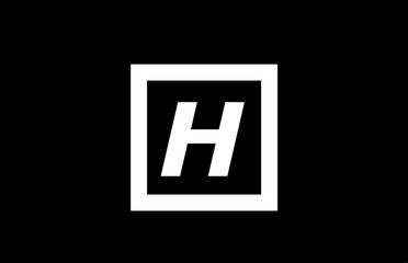 Obraz premium H black and white square alphabet letter logo icon design