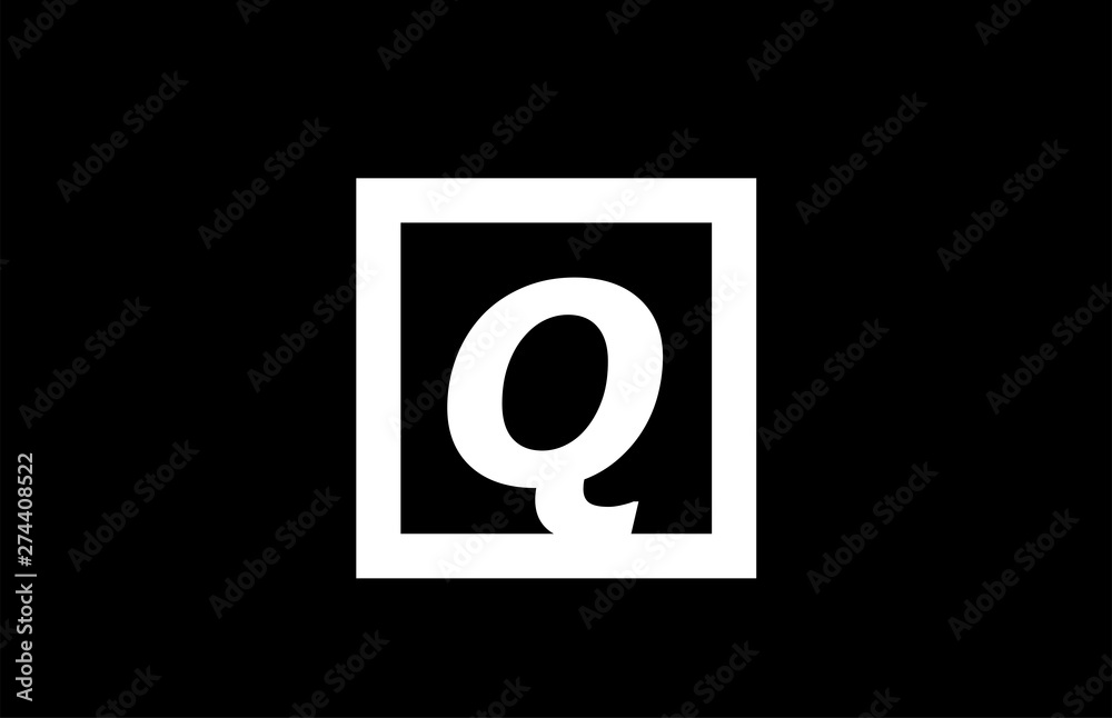 Wall mural q black and white square alphabet letter logo icon design