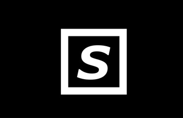 S black and white square alphabet letter logo icon design