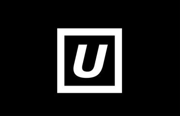 U black and white square alphabet letter logo icon design