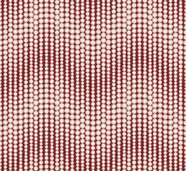Geometric seamless pattern on a red background. Has the shape of a wave. Consists of circles of different sizes. Useful as design element for texture and artistic compositions.