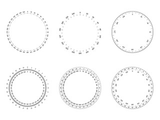 Circular protractor dial faces with editable stroke width. - obrazy, fototapety, plakaty