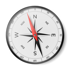 Navigational compass with wind rose and dial face.