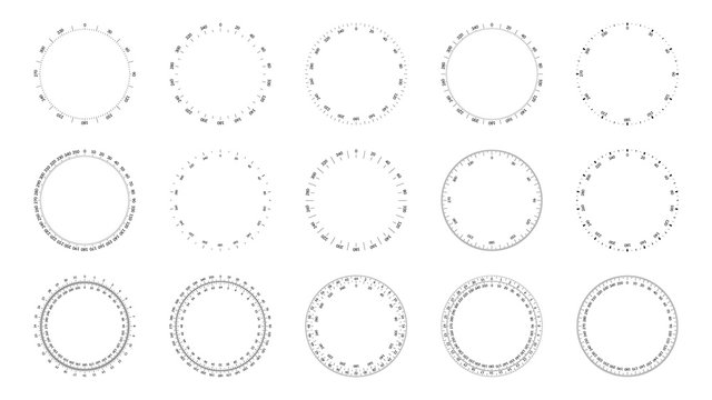 Protractor dial faces with editable stroke width.