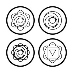 chakra simbol set, line vector icon