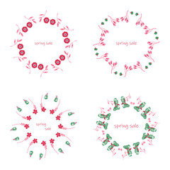 poster Spring sales on a floral watercolor background. ?ard, label, flyer, banner design element. Vector illustration