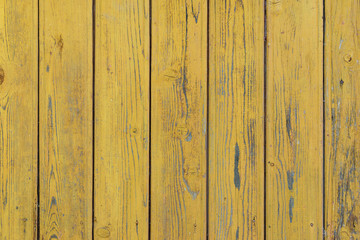 Background from aged wood painted in yellow paint.