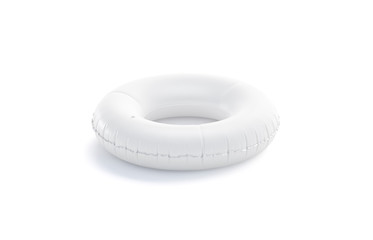 Blank white swim ring mock up isolated, side view, 3d rendering. Empty inflatable lifebuoy mockup...