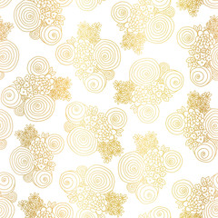 Gold foil flower bouquet seamless vector pattern background