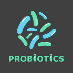 Vector of probiotic bacteria logo on black background