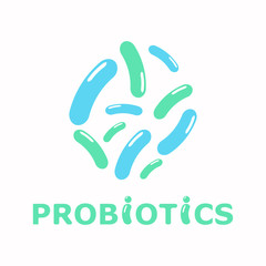 Vector illustration of probiotic bacteria logo on white background