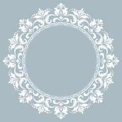 Decorative frame Elegant vector element for design in Eastern style, place for text. Floral blue border. Lace illustration for invitations and greeting cards