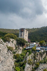 Fototapeta premium Greece, april 2019, Holy Mountain Athos – different views of monasteries exteriors
