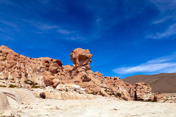 Fototapeta premium Bolivia: red rock formations of the Italia Perdida, or lost Italy, in Eduardo Avaroa Andean Fauna National Reserve