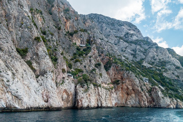 Greece, april 2019, Holy Mountain Athos – different views of monasteries exteriors