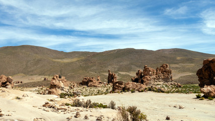 Bolivia: red rock formations of the Italia Perdida, or lost Italy, in Eduardo Avaroa Andean Fauna...