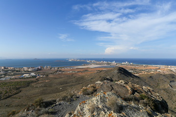 Fototapeta na wymiar Panoramic view of Cabo de Palos from Monte de las Cenizas y Peña del Águila Regional Park
