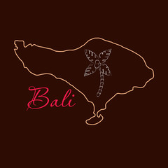 Map of Bali thin line
