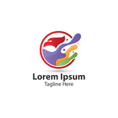 Fototapeta premium colorful eagle head vector logo.
