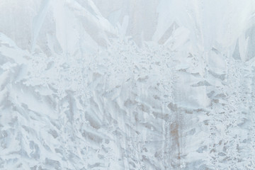 Frosty patterns on a frozen ice box in the early morning