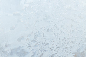 Frosty patterns on a frozen ice box in the early morning