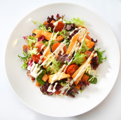 Caesar salad chiken parmesan sauce