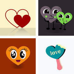 Set Of Vintage Happy Valentine's Day badges and labels - Typographical Background With Ornaments, Hearts, Ribbon and Arrow. I love you typography template.