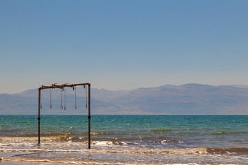 Dead Sea shower, waves