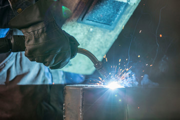welding of metal objects in the workshop